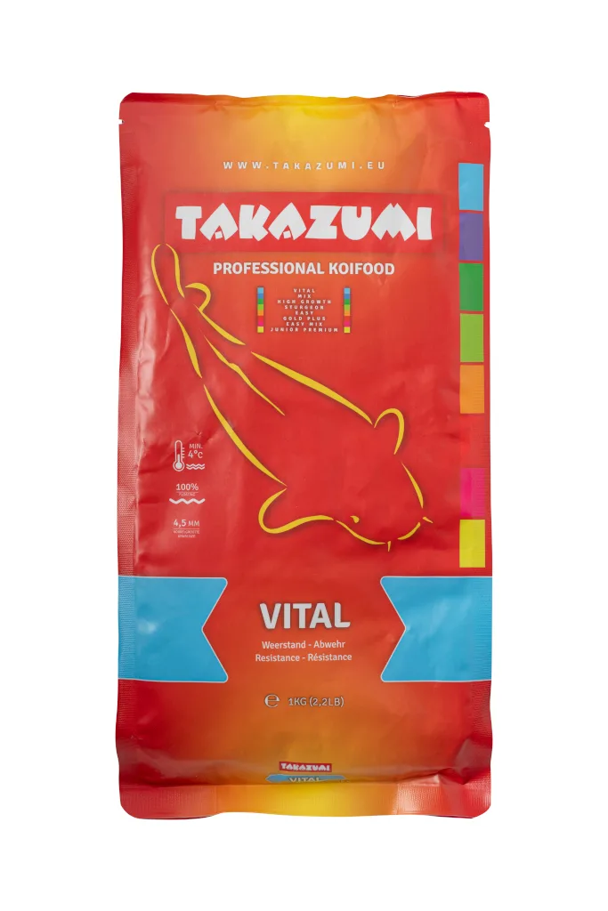 Τροφή για ψάρια Koi - Takazumi Vital σε pellets 4,5mm - Τονώνει το ανοσοποιητικό - Συσκευασία 1 κιλού