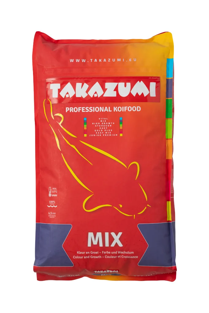 Τροφή για ψάρια Koi - Takazumi Mix σε pellets 4,5mm - Βέλτιστη ανάπτυξη και ανάπτυξη χρώματος - Συσκευασία 10 κιλών