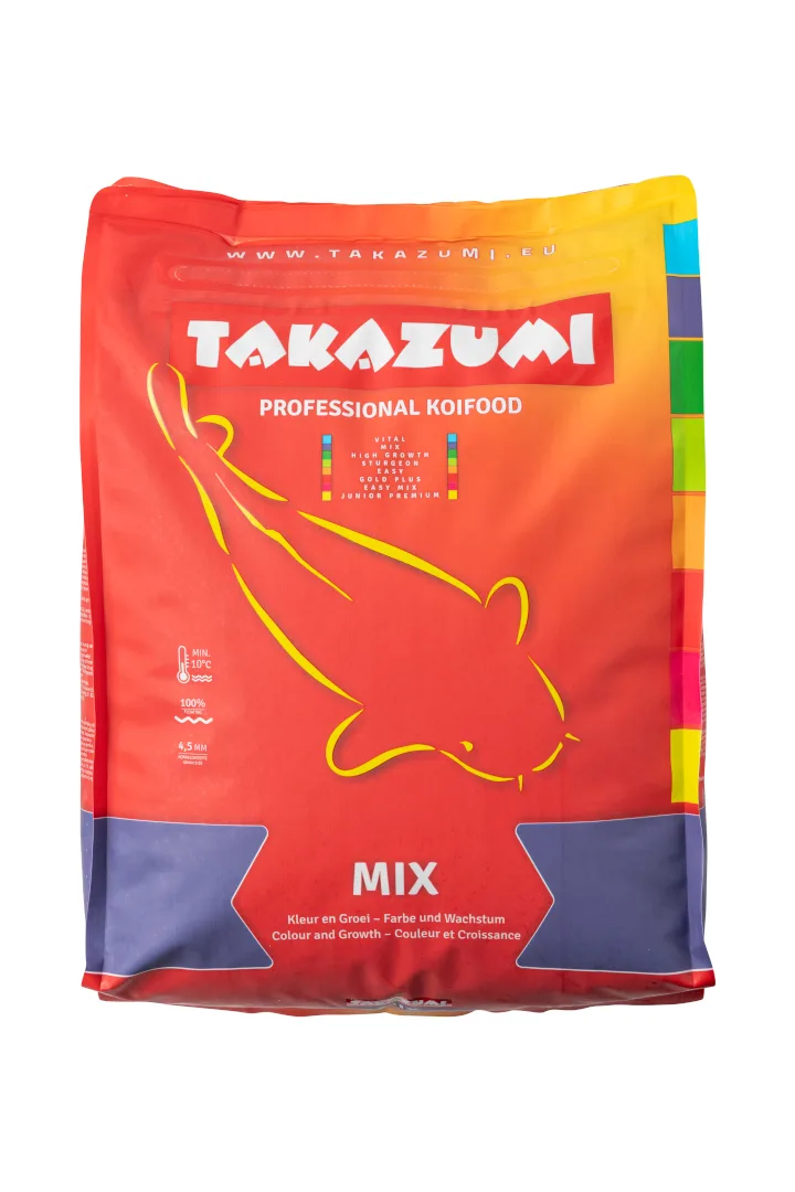 Τροφή για ψάρια Koi - Takazumi Mix σε pellets 4,5mm - Βέλτιστη ανάπτυξη και ανάπτυξη χρώματος - Συσκευασία 4.5 κιλών