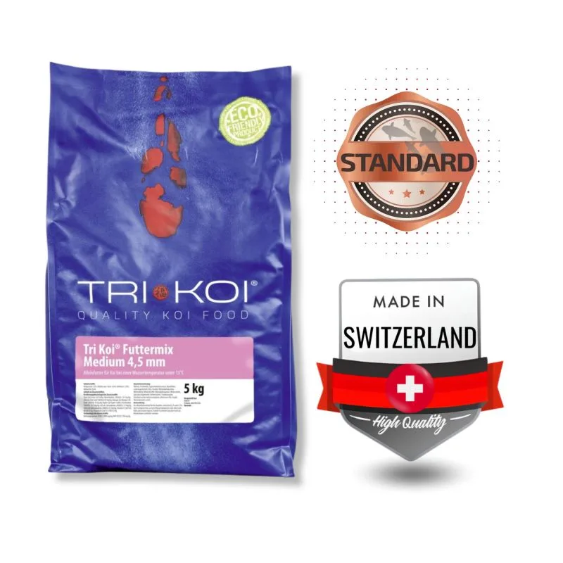Τροφή για Koi Tri Koi Mix Medium 3mm για κρύο νερό κάτω από 15°C - Συσκευασία 1 κιλού